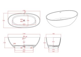 Ванна из искусственного камня Timo Lempi LEMPI1700 170x78 см